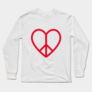 Love and peace, red heart with peace sign Long Sleeve T-Shirt